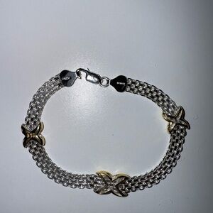 Elegant Sterling Silver and Gold Bracelet